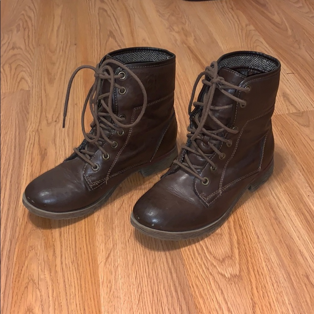 Brown combat boots